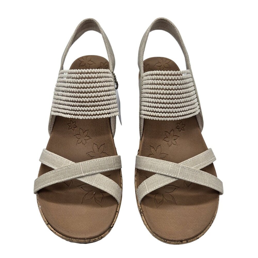 Skechers Beverlee High Tea Wedge Women's Size 8.5 M Sandals Natural Beige 919